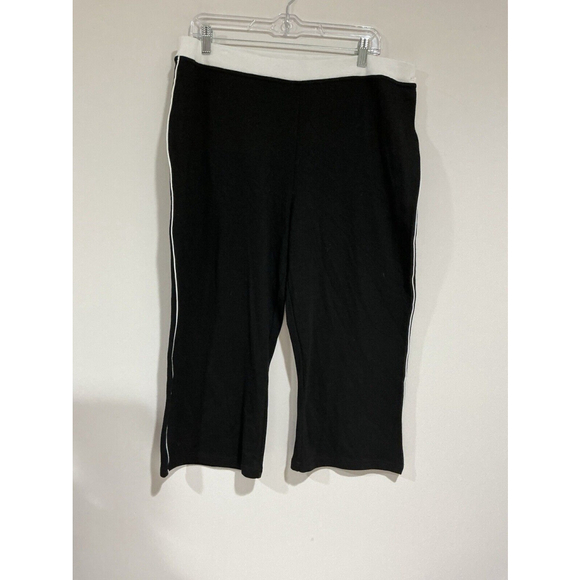 Woman’s G. W. Sport Black With White Band Capri Active Pants 2XL - Picture 1 of 7